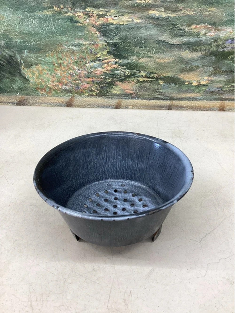 Vintage Graniteware Enamelware colander